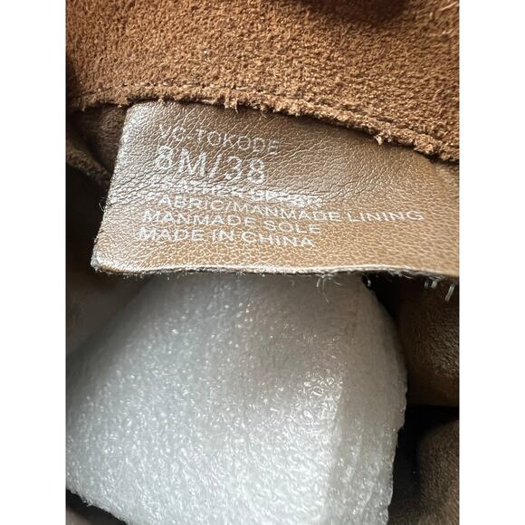 Vince Camuto Brown Suede Leather Combat Moto Tokode Zip Up Ankle Boots Sz 8 - Picture 9 of 11